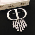 Dior Silver-Tone CD Crystal Fringe Brooch - product image 1