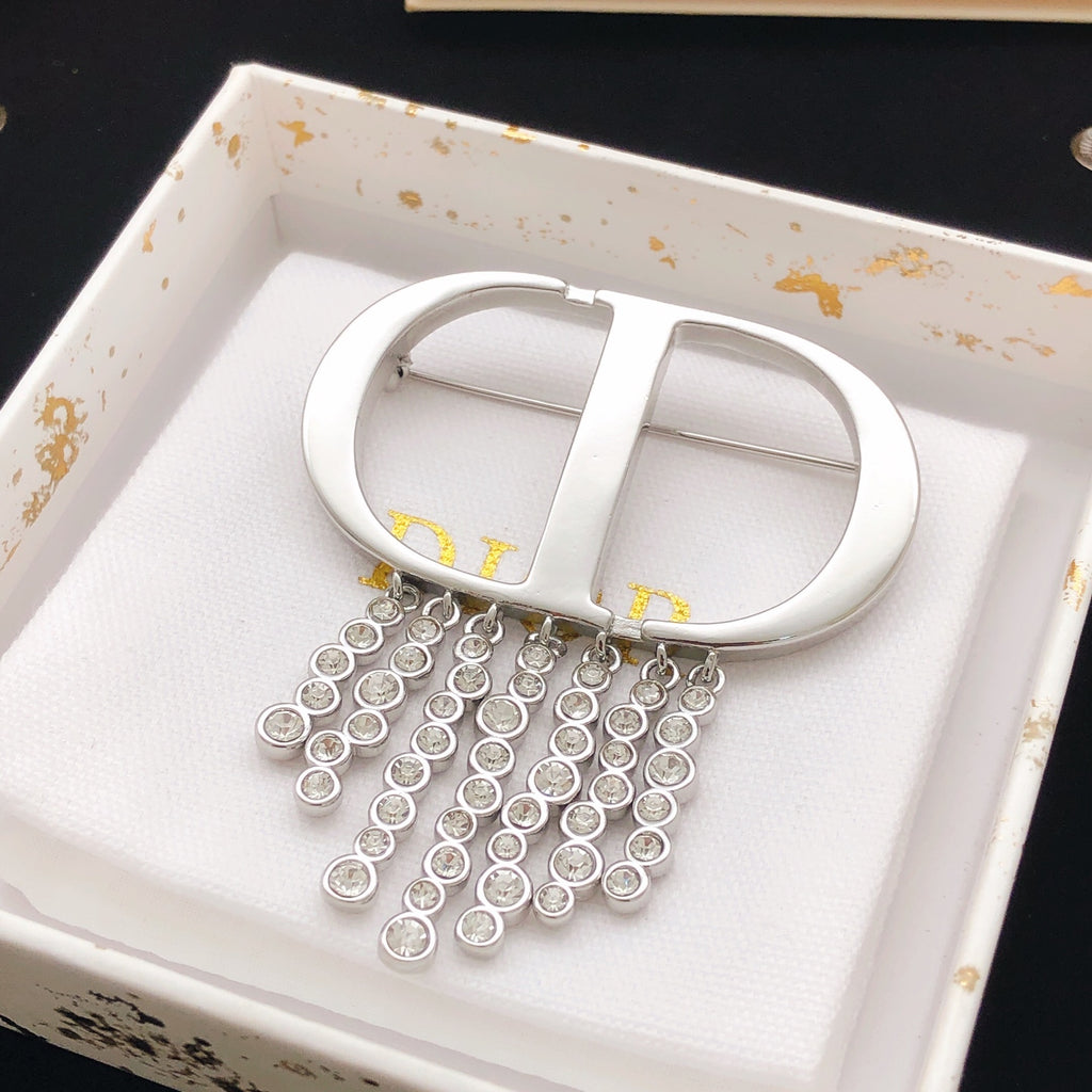 Dior Silver-Tone CD Crystal Fringe Brooch - product image 3