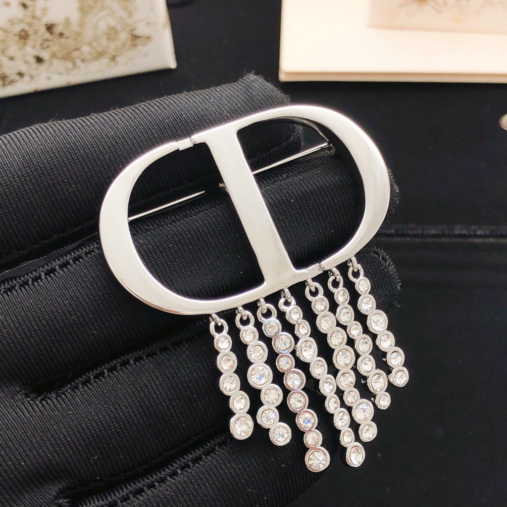 Dior Silver-Tone CD Crystal Fringe Brooch - product image 5