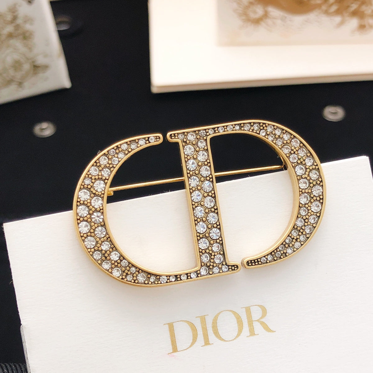 Dior Gold-Tone Crystal Outline CD Brooch - product image 4