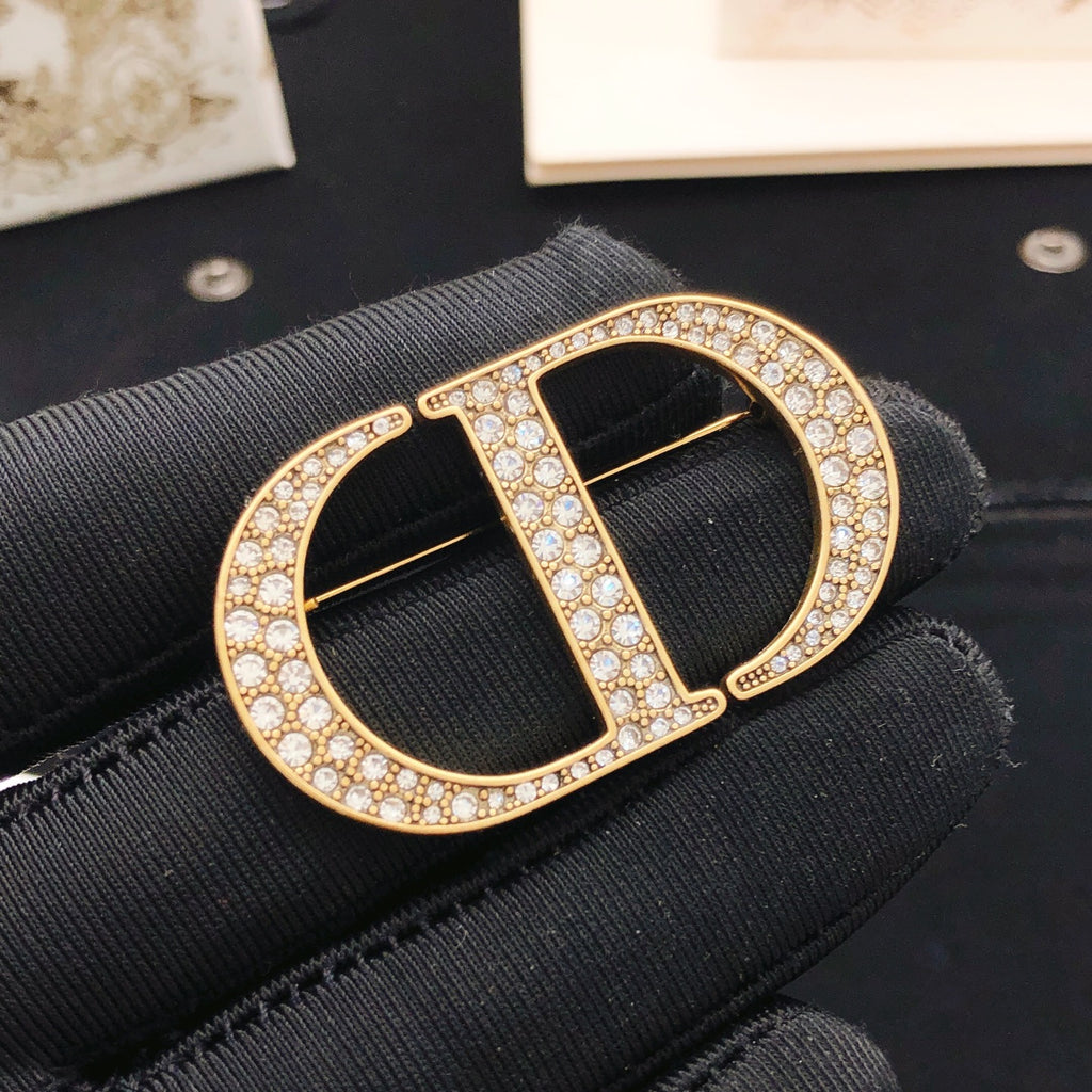 Dior Gold-Tone Crystal Outline CD Brooch - product image 5
