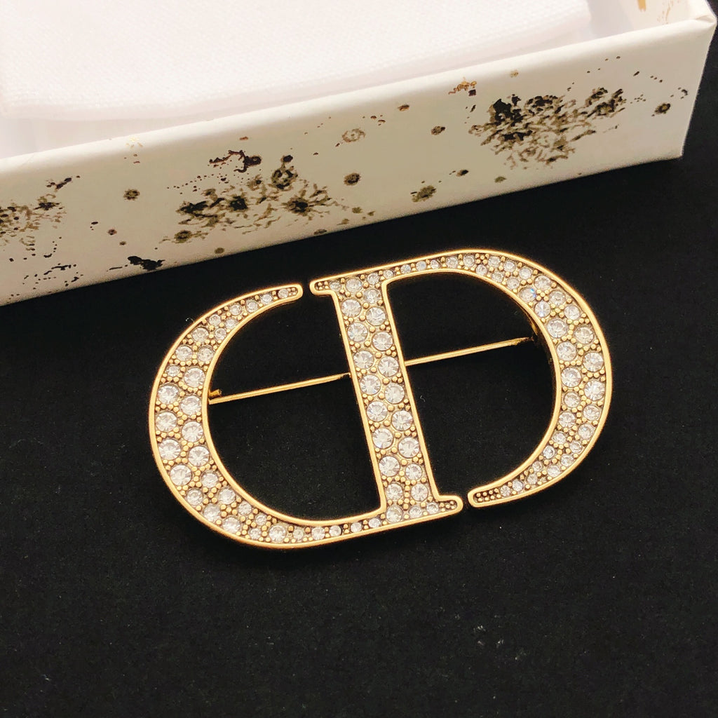 Dior Gold-Tone Crystal Outline CD Brooch - product image 1