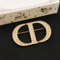 Dior Gold-Tone Crystal Outline CD Brooch - product image 1