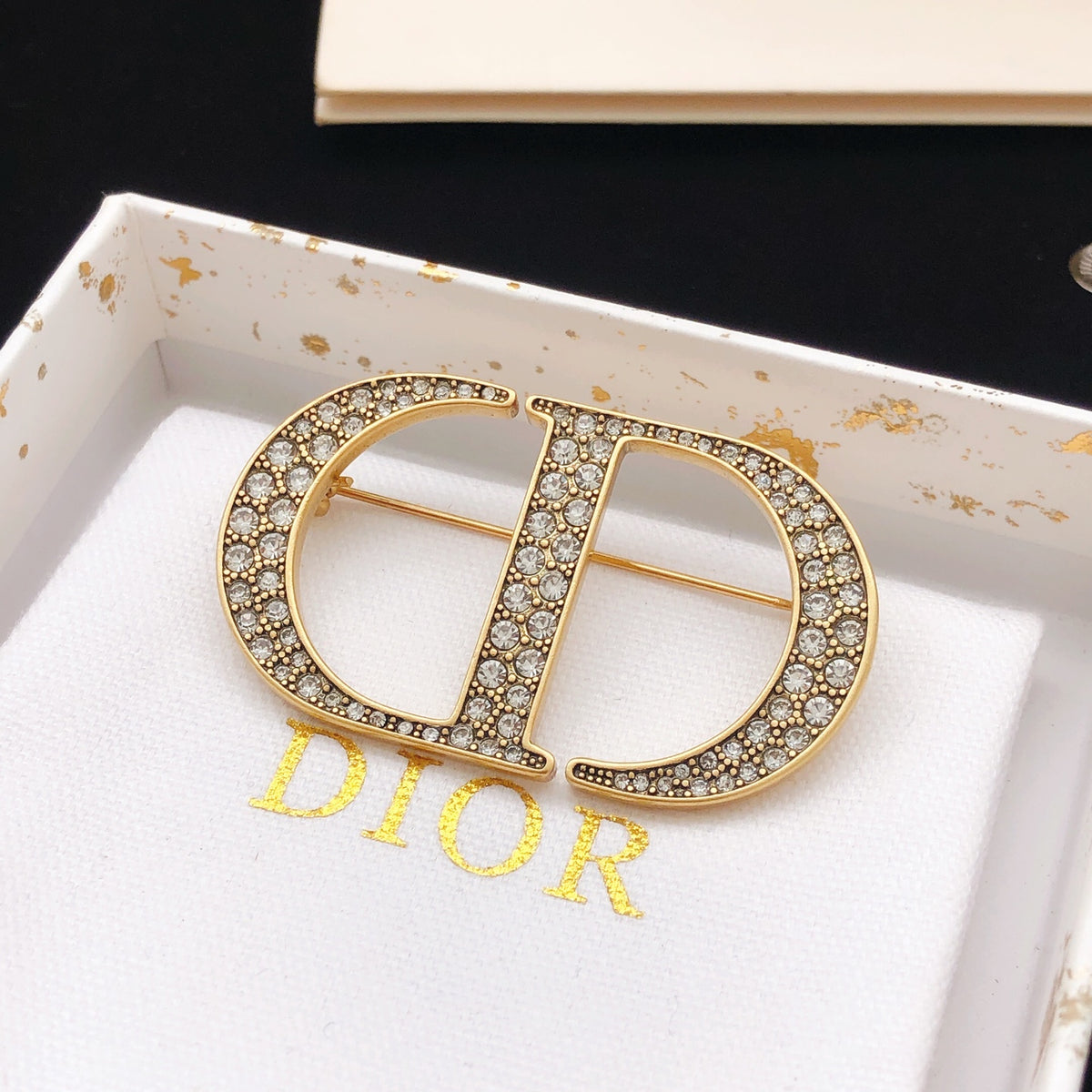 Dior Gold-Tone Crystal Outline CD Brooch - product image 3