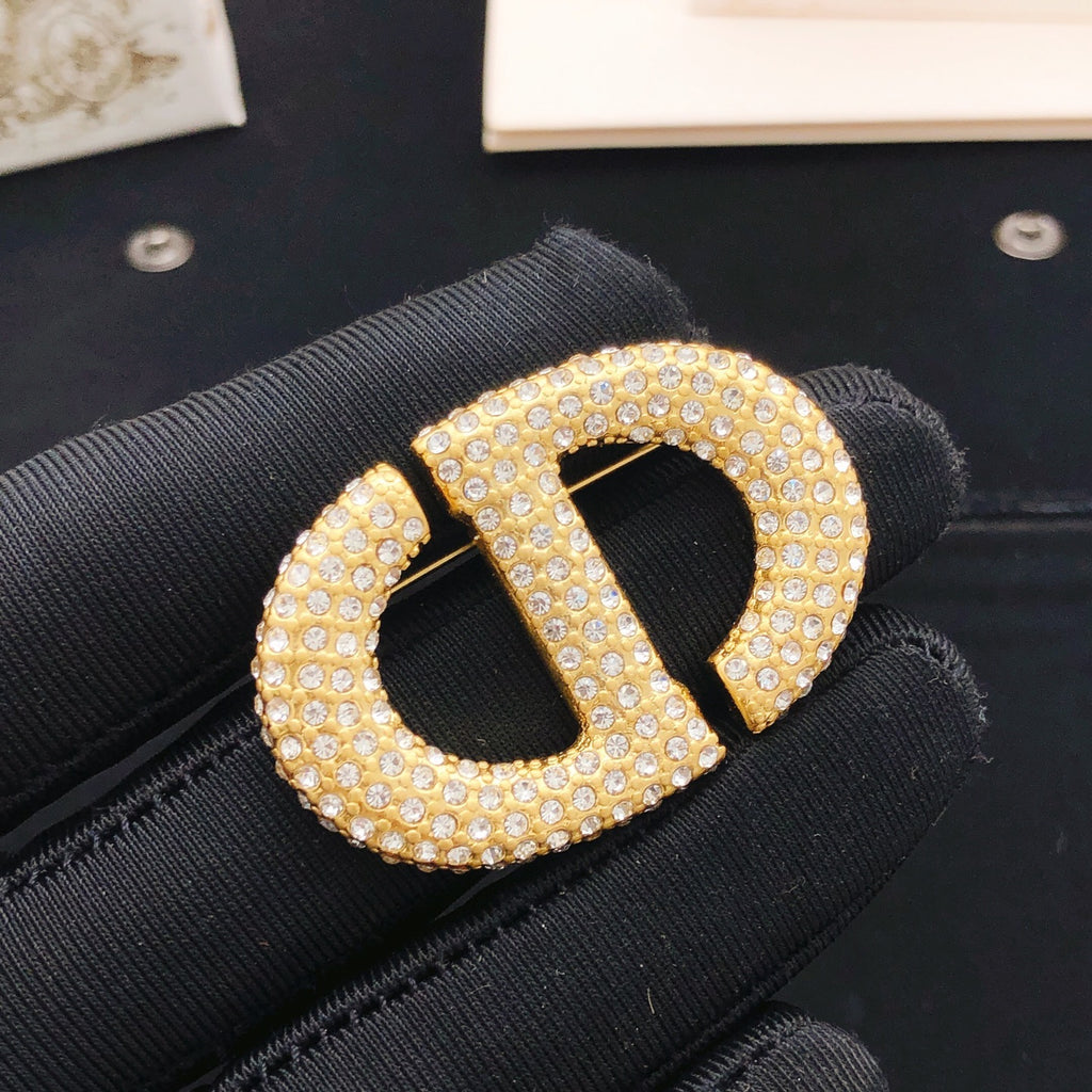 Dior Gold-Tone Pave CD Brooch - product image 4