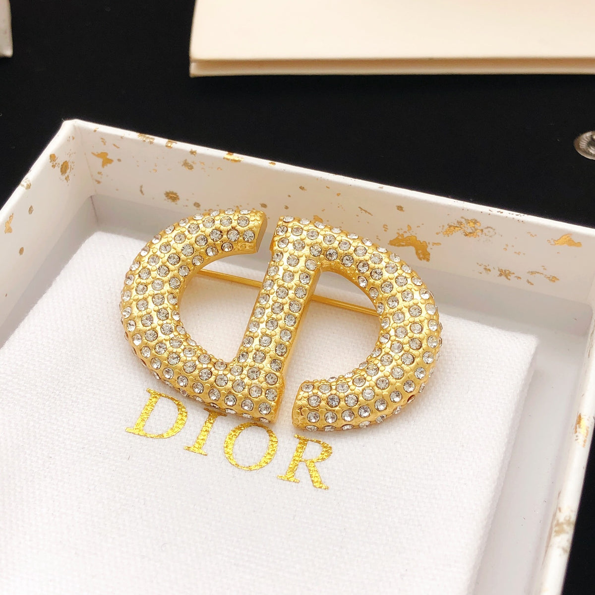 Dior Gold-Tone Pave CD Brooch - product image 3