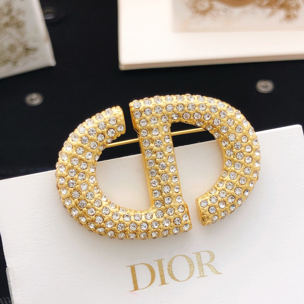 Dior Gold-Tone Pave CD Brooch - product image 5