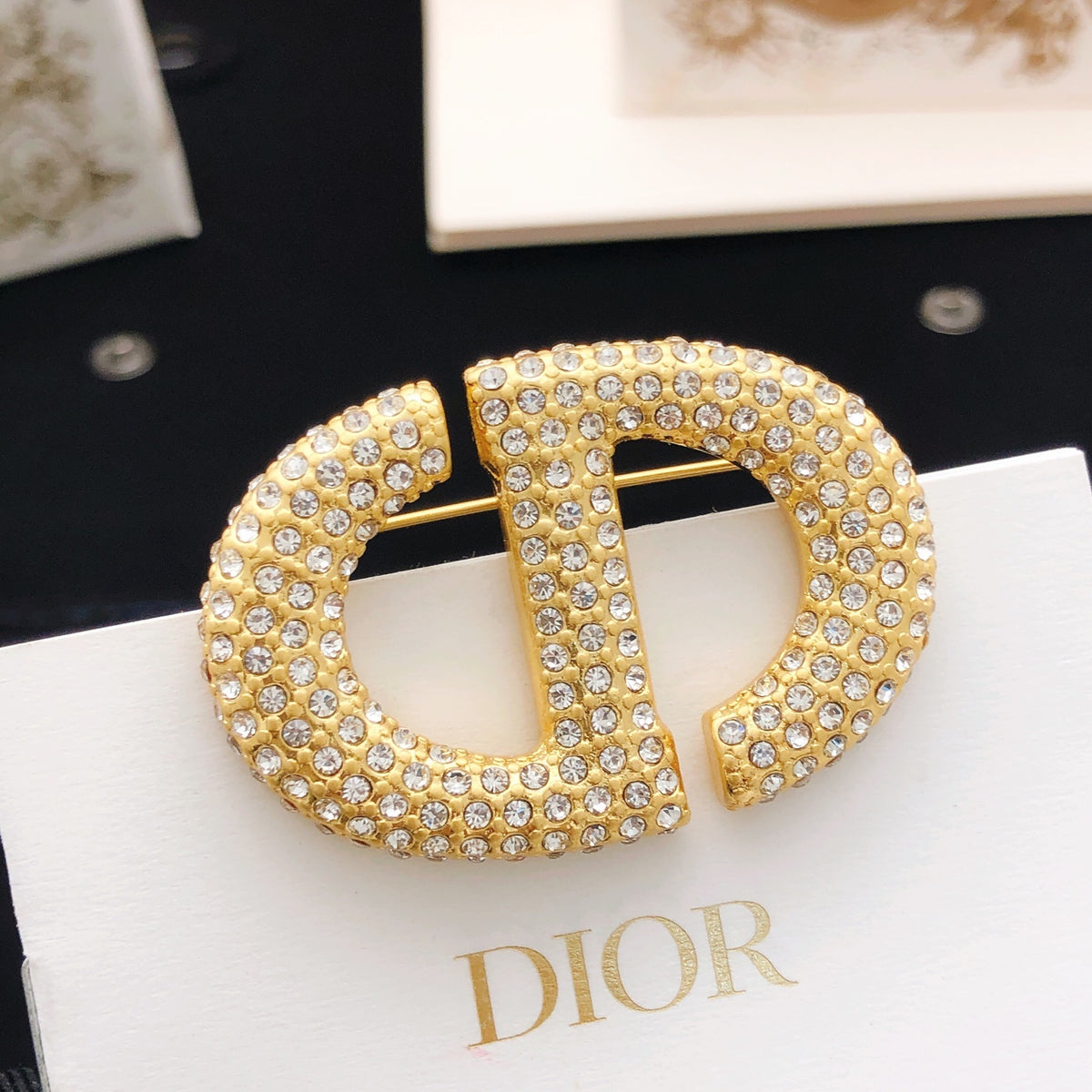 Dior Gold-Tone Pave CD Brooch - product image 5