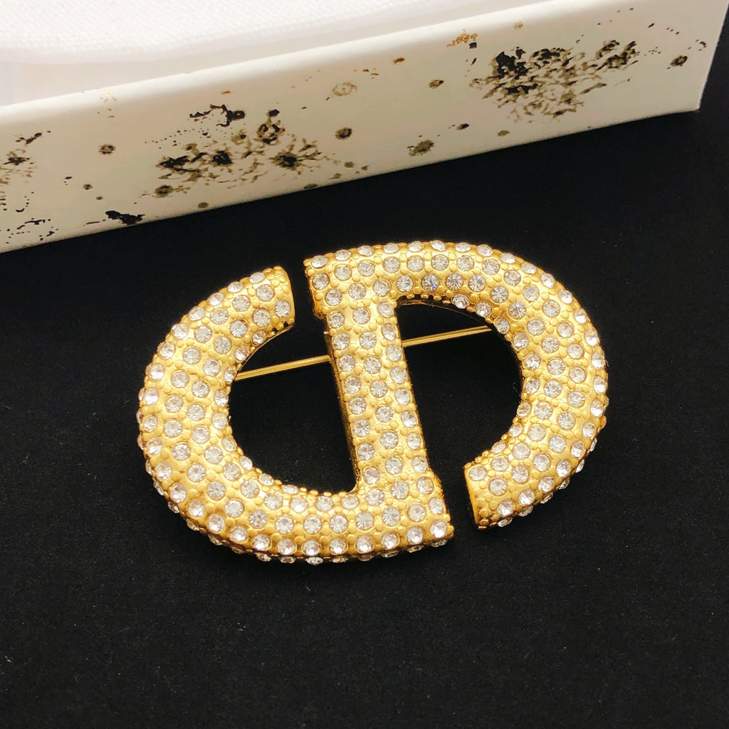 Dior Gold-Tone Pave CD Brooch - product image 1