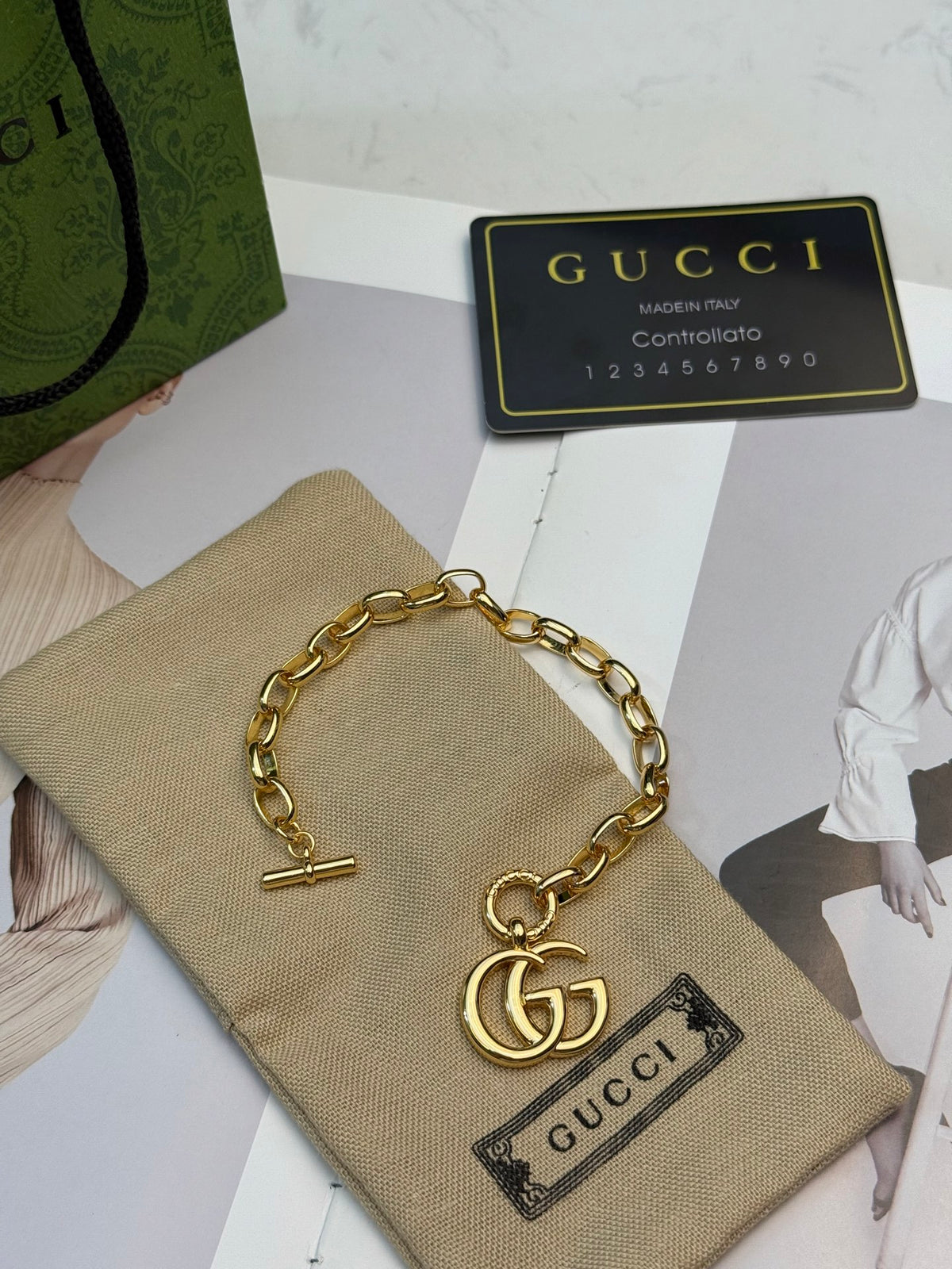Gucci Gold-Tone Heart and G Charm Bracelet - album image 3