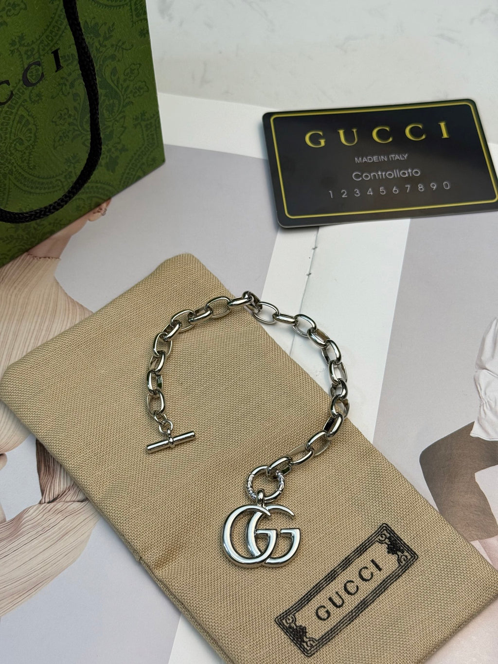 Gucci Silver-Tone Heart and G Charm Bracelet - album image 2