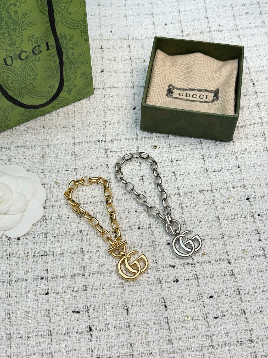 Gucci Silver-Tone Heart and G Charm Bracelet - album image 8