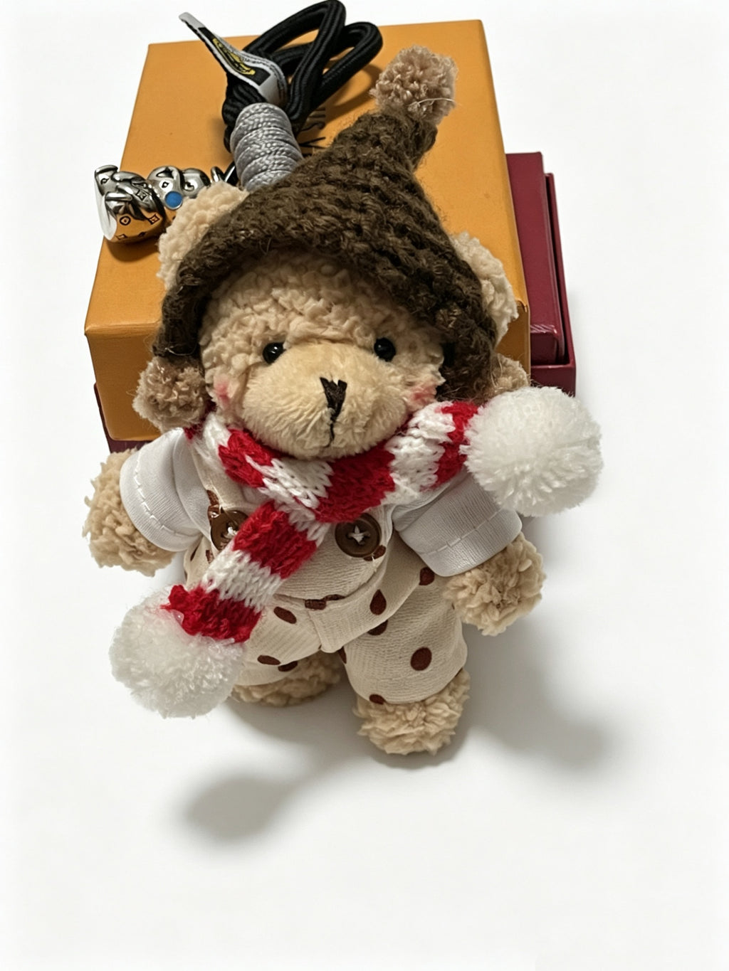 Louis Vuitton Brown Plush Character Keychain with Red Scarf - album image 2