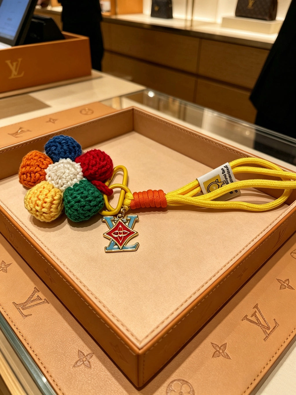 Louis Vuitton Multicolor Flower Keychain with Yellow Strap - album image 4