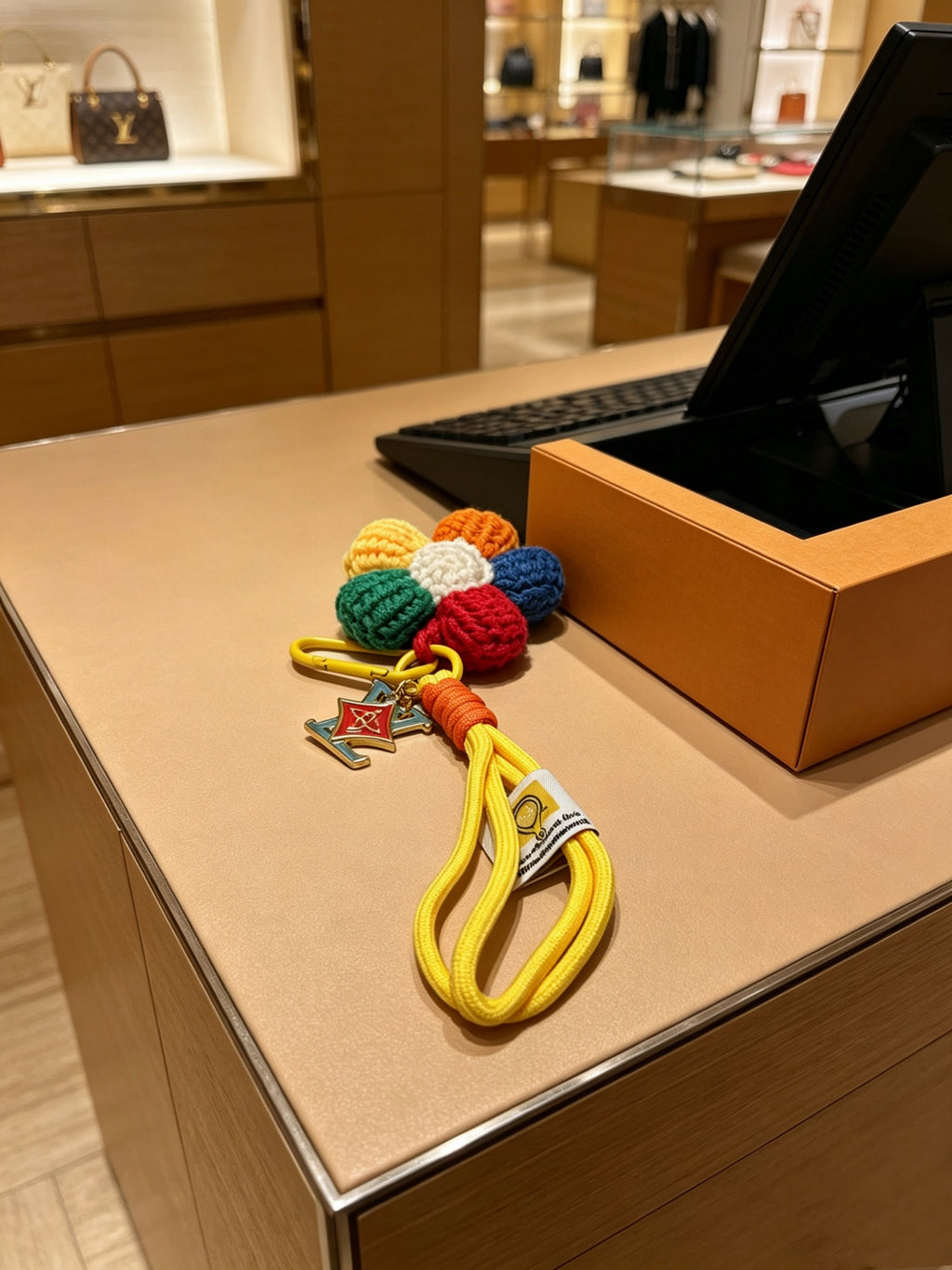Louis Vuitton Multicolor Flower Keychain with Yellow Strap - album image 5