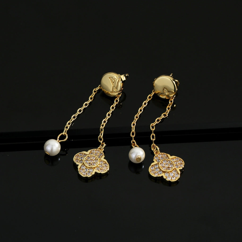 Louis Vuitton Gold-Tone Flower Drop Earrings - album image 2