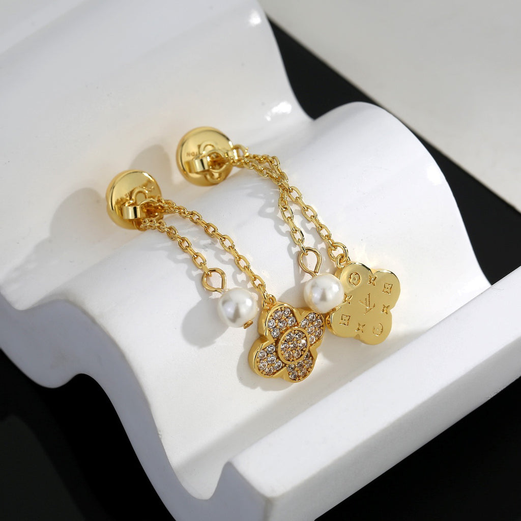 Louis Vuitton Gold-Tone Flower Drop Earrings - album image 4
