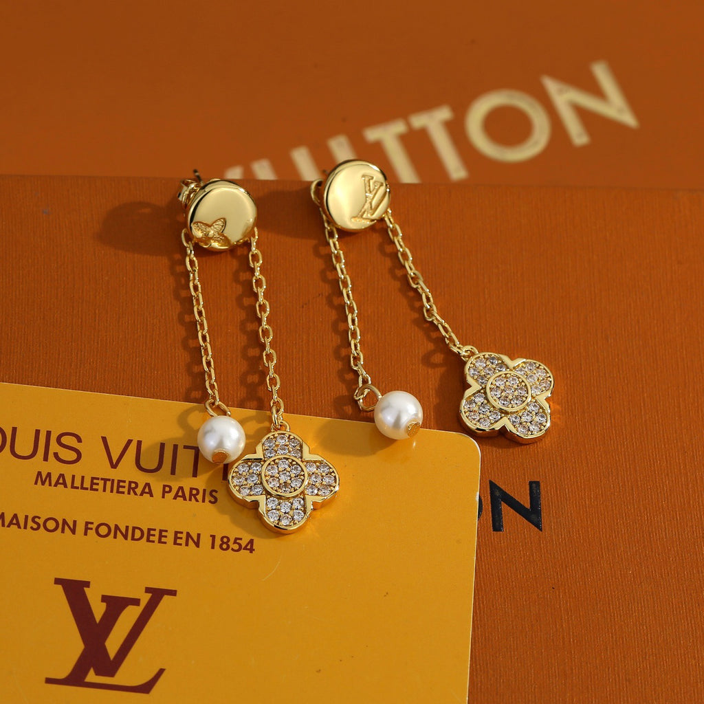 Louis Vuitton Gold-Tone Flower Drop Earrings - album image 3
