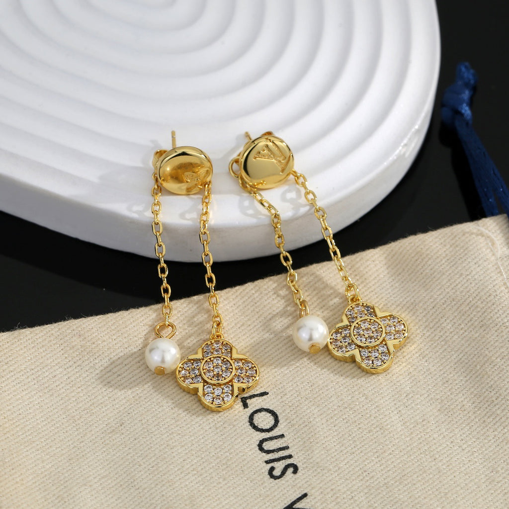 Louis Vuitton Gold-Tone Flower Drop Earrings - album image 1