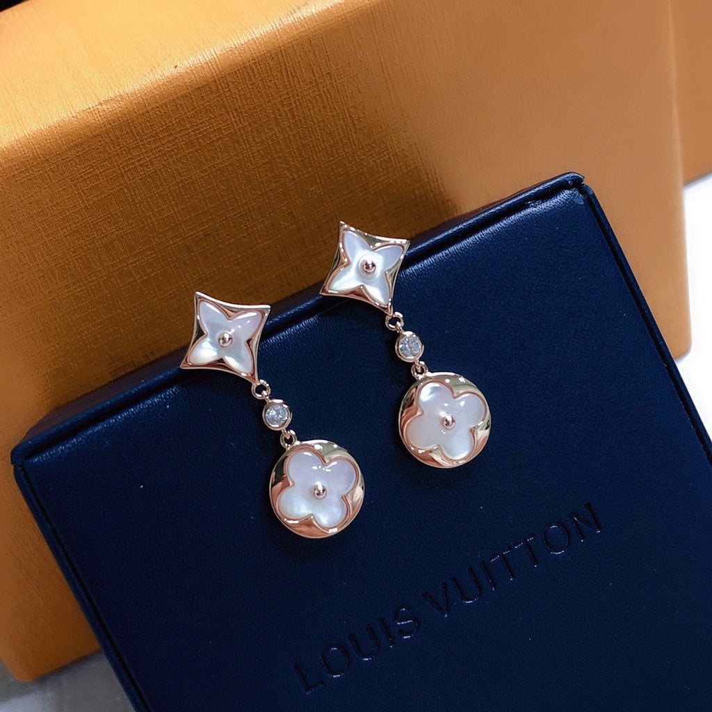 Louis Vuitton Rose Gold-Tone Gold-Tone Clover LV Letter Stud Earrings - album image 4