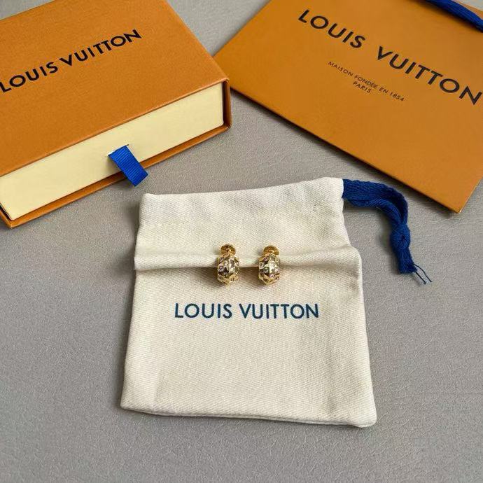 Louis Vuitton Gold-Tone Openwork Rectangular Hoop Earrings - album image 5