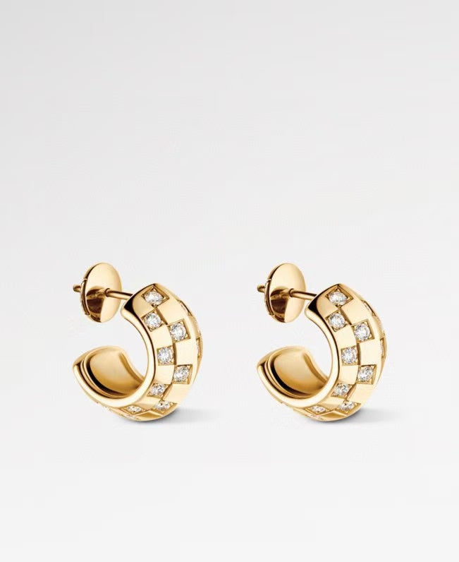 Louis Vuitton Gold-Tone Openwork Rectangular Hoop Earrings - album image 2
