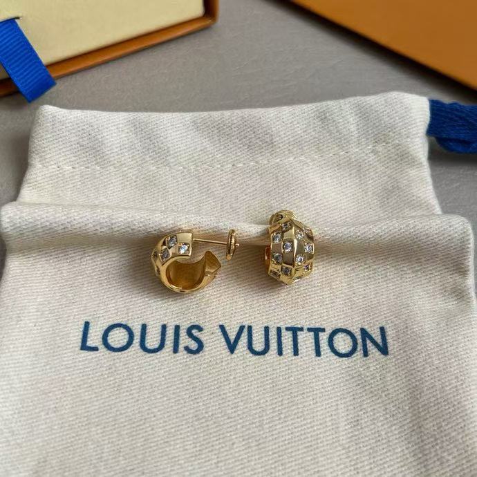 Louis Vuitton Gold-Tone Openwork Rectangular Hoop Earrings - album image 6