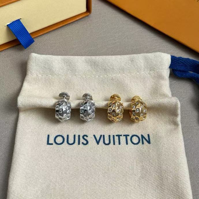Louis Vuitton Gold-Tone Openwork Rectangular Hoop Earrings - album image 4