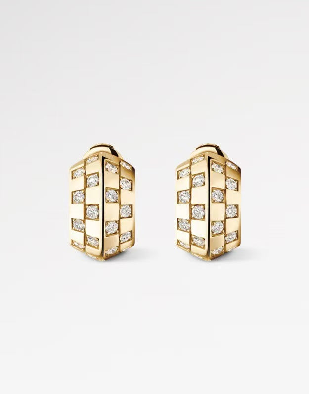 Louis Vuitton Gold-Tone Openwork Rectangular Hoop Earrings - album image 1