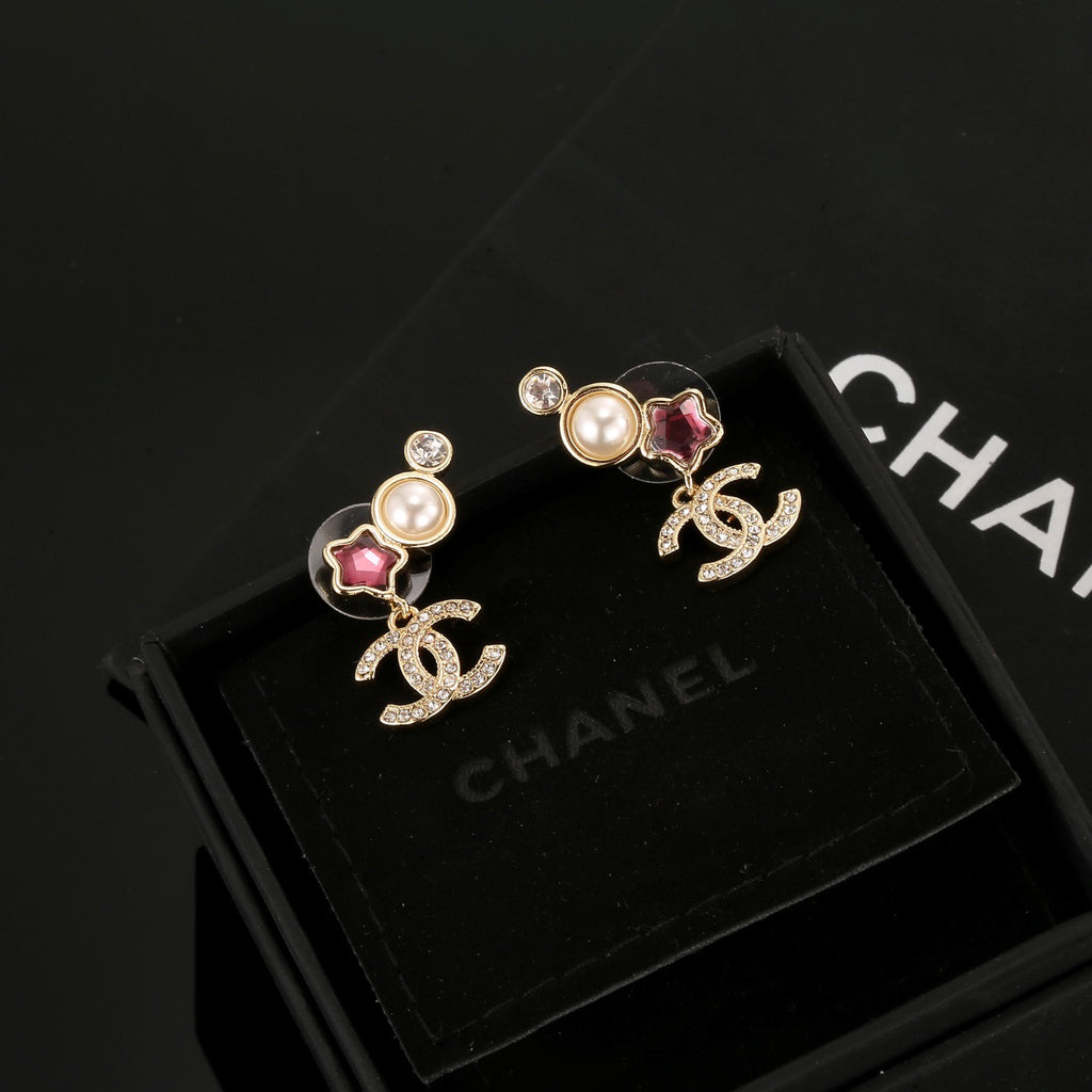 Chanel Interlocking C Gold-Tone Multicolor Star Stud Earrings - album image 1