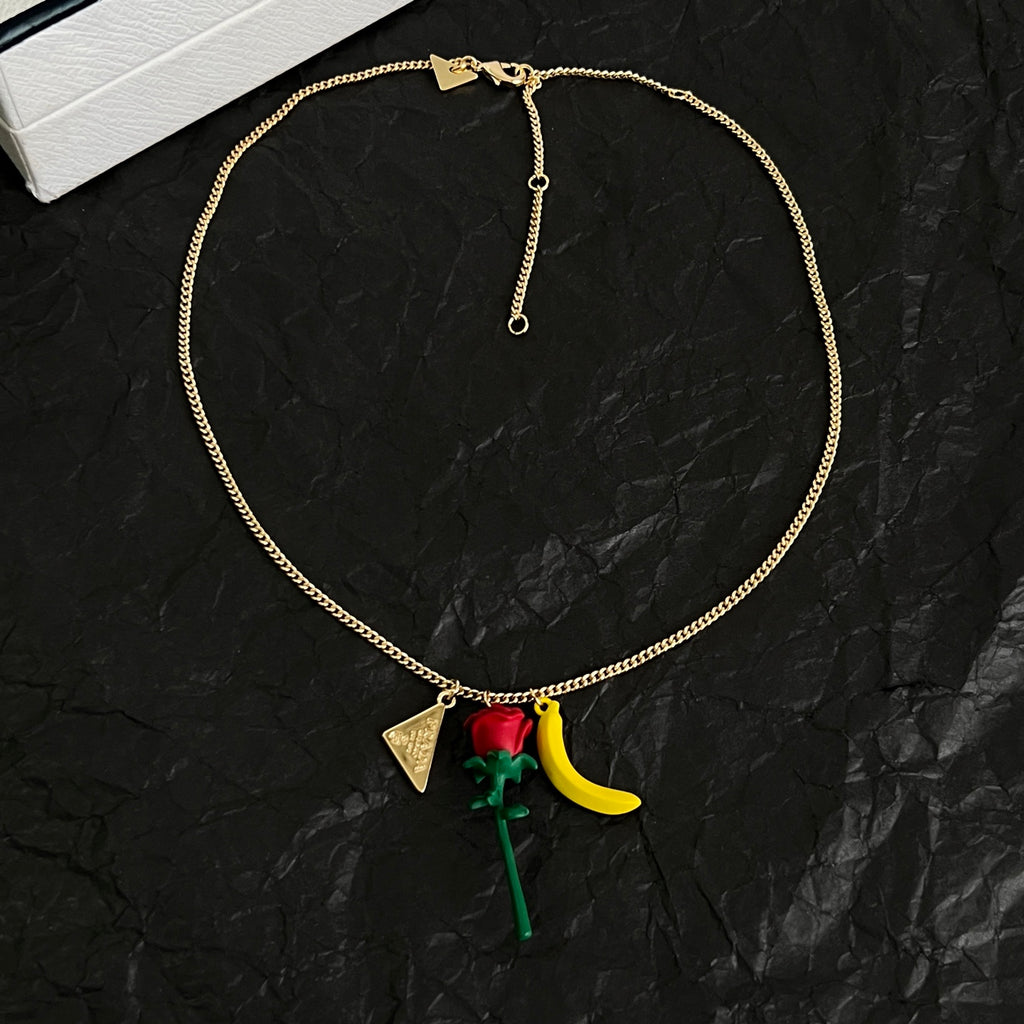 Prada Gold-Tone Rose and Triangle Charm Necklace - album image 5