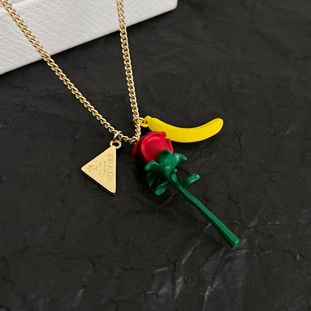 Prada Gold-Tone Rose and Triangle Charm Necklace - album image 4