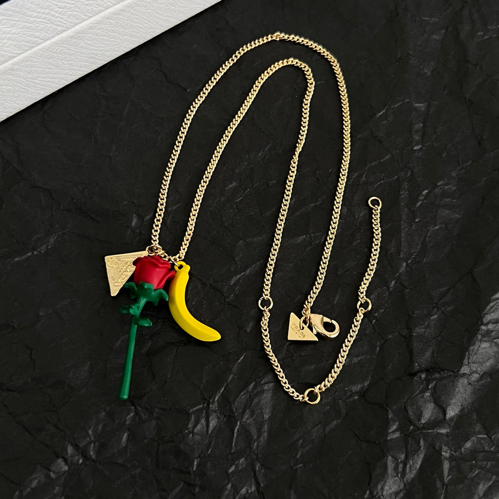 Prada Gold-Tone Rose and Triangle Charm Necklace - album image 6