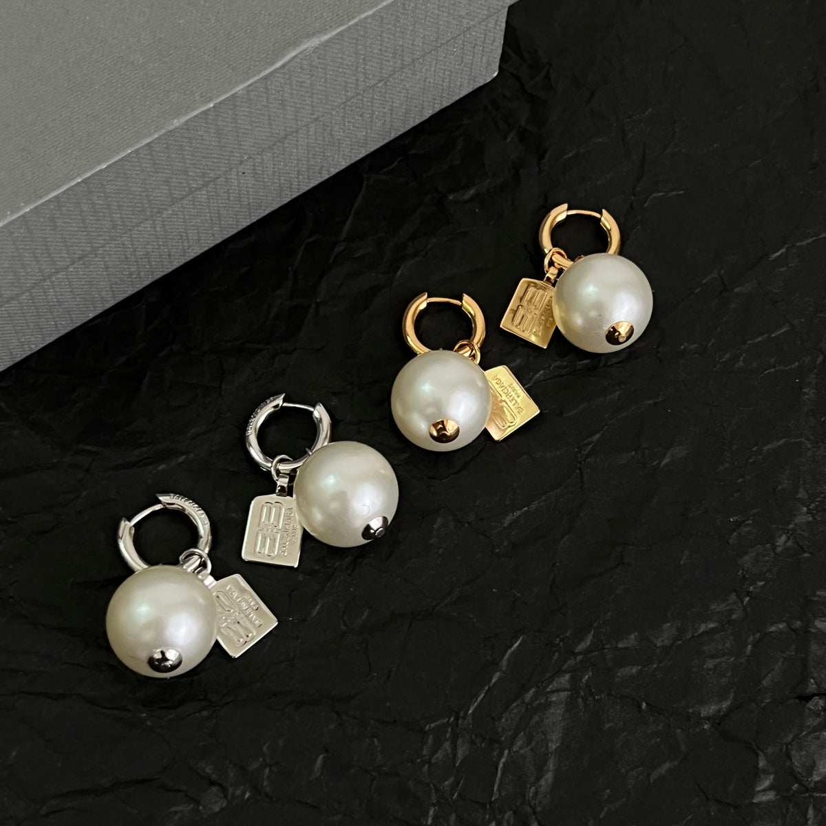 Balenciaga Gold-Tone Orb and BB Drop Earrings - album image 2