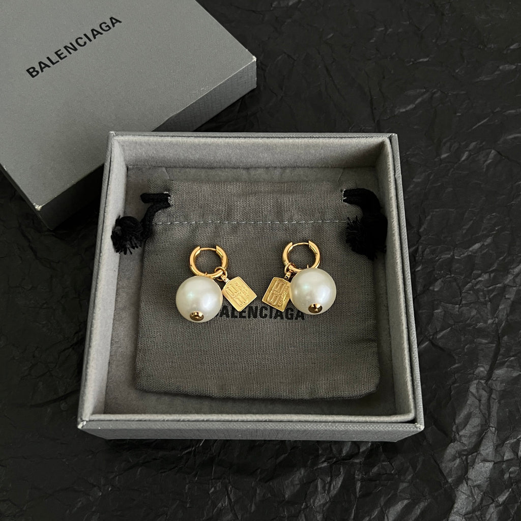 Balenciaga Gold-Tone Orb and BB Drop Earrings - album image 1