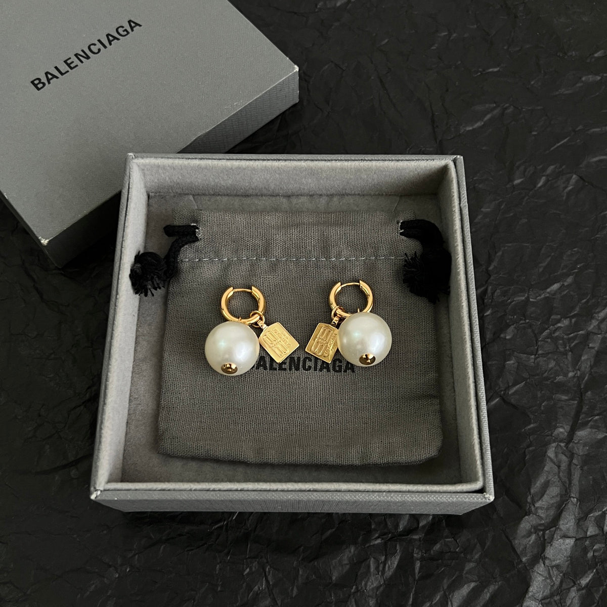 Balenciaga Gold-Tone Orb and BB Drop Earrings - album image 1