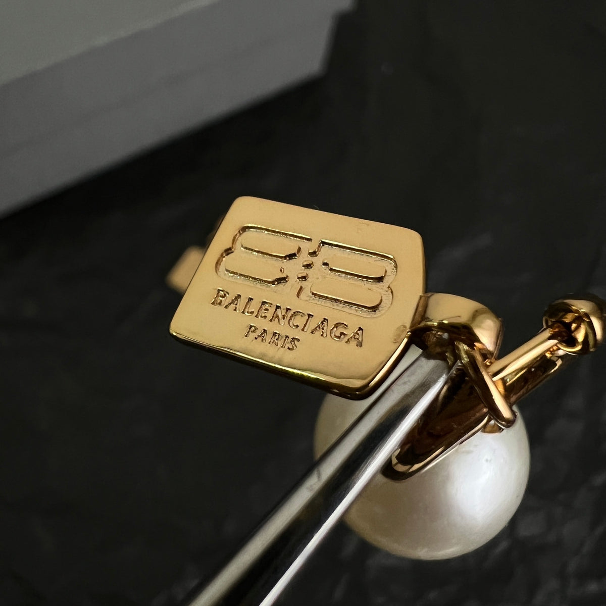 Balenciaga Gold-Tone Orb and BB Drop Earrings - album image 5