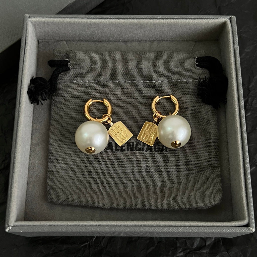 Balenciaga Gold-Tone Orb and BB Drop Earrings - album image 4