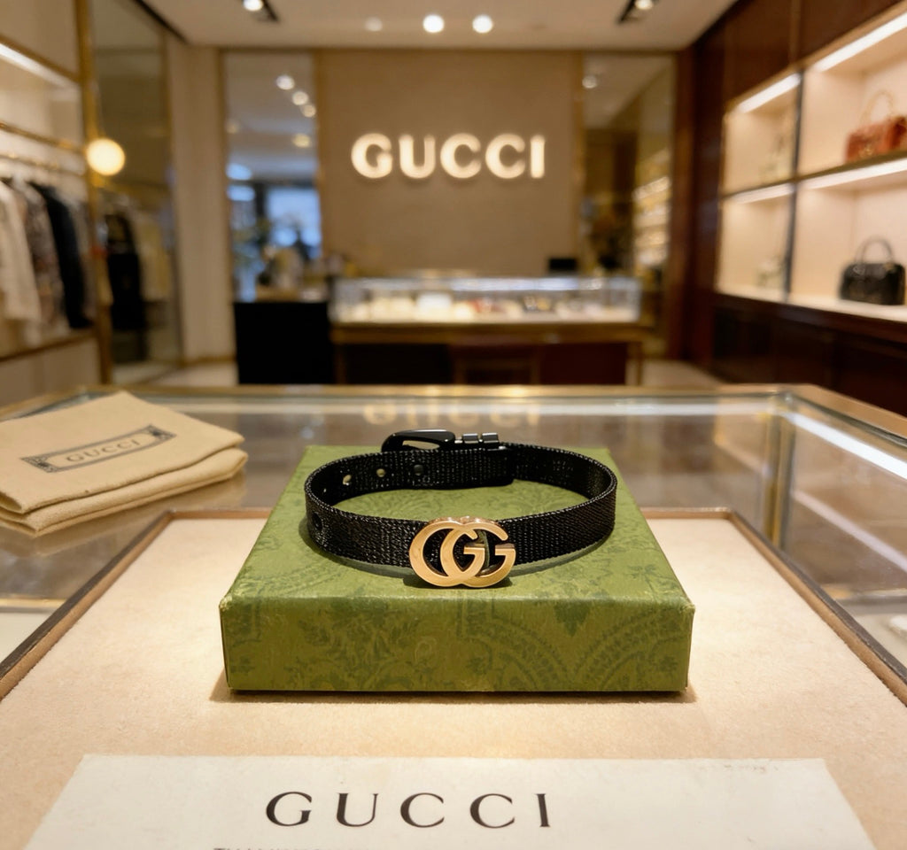 Gucci Black Double G Leather Bracelet - album image 4