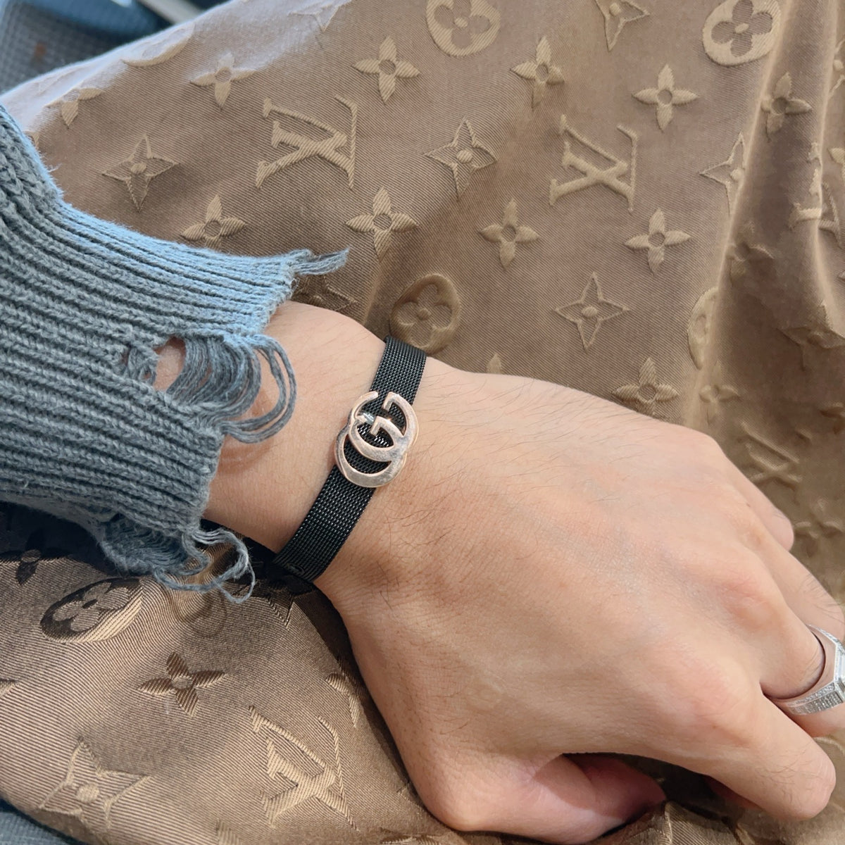 Gucci Black Double G Leather Bracelet - album image 6