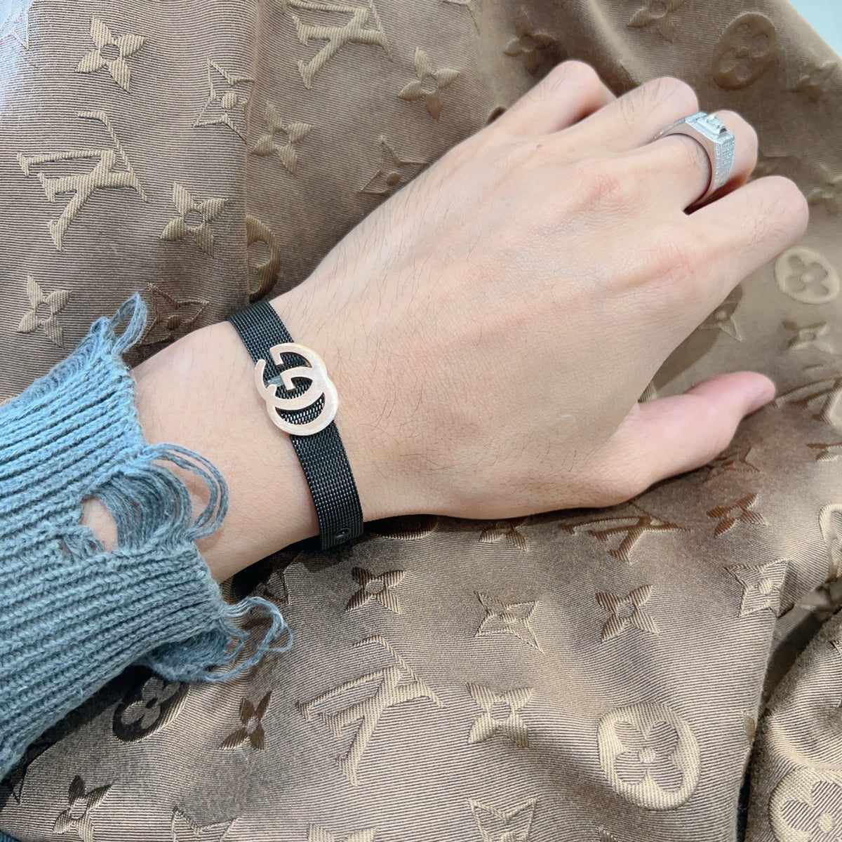 Gucci Black Double G Leather Bracelet - album image 3