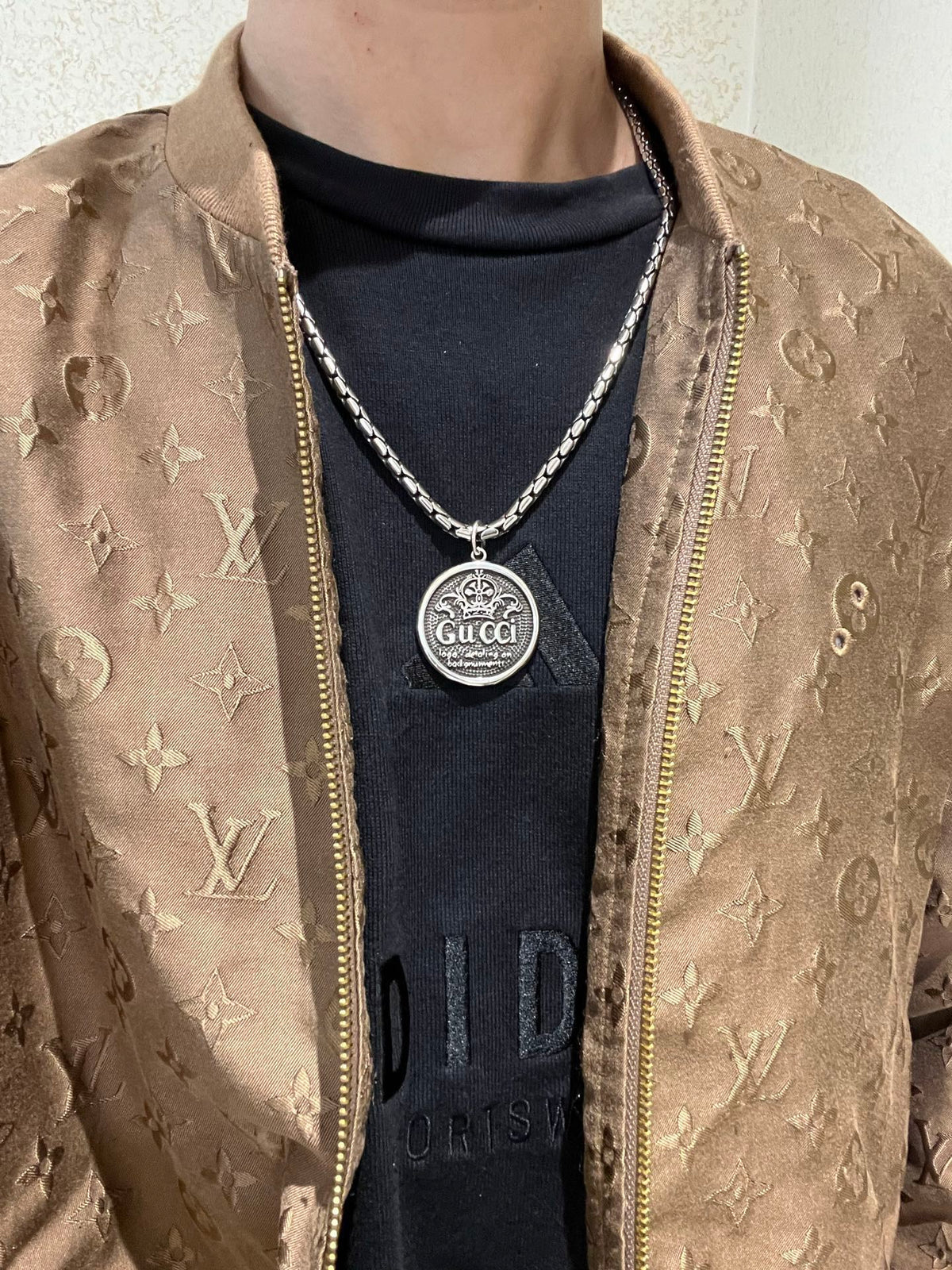 Gucci Anger Forest Interlocking G Antiqued Chain Necklace - album image 3