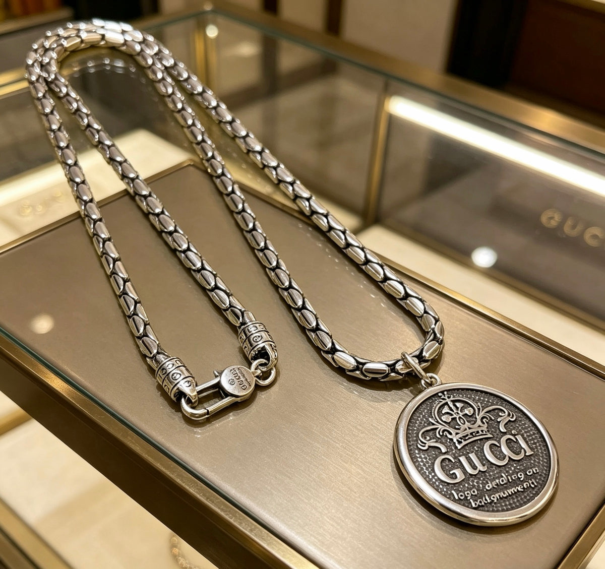 Gucci Anger Forest Interlocking G Antiqued Chain Necklace - album image 4