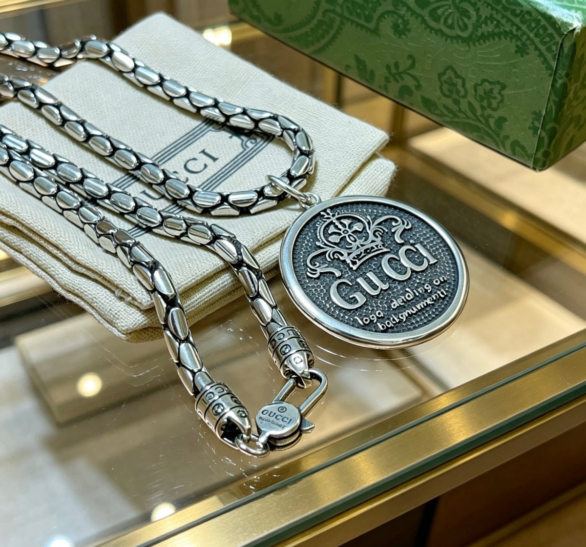 Gucci Anger Forest Interlocking G Antiqued Chain Necklace - album image 8