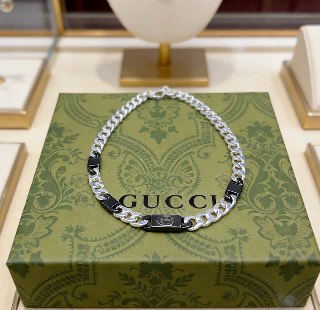 Gucci Anger Forest Interlocking G Antiqued Chain Necklace - album image 4