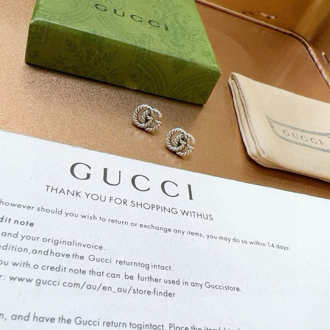 Gucci Anger Forest Interlocking G Antiqued Stud Earrings - album image 5