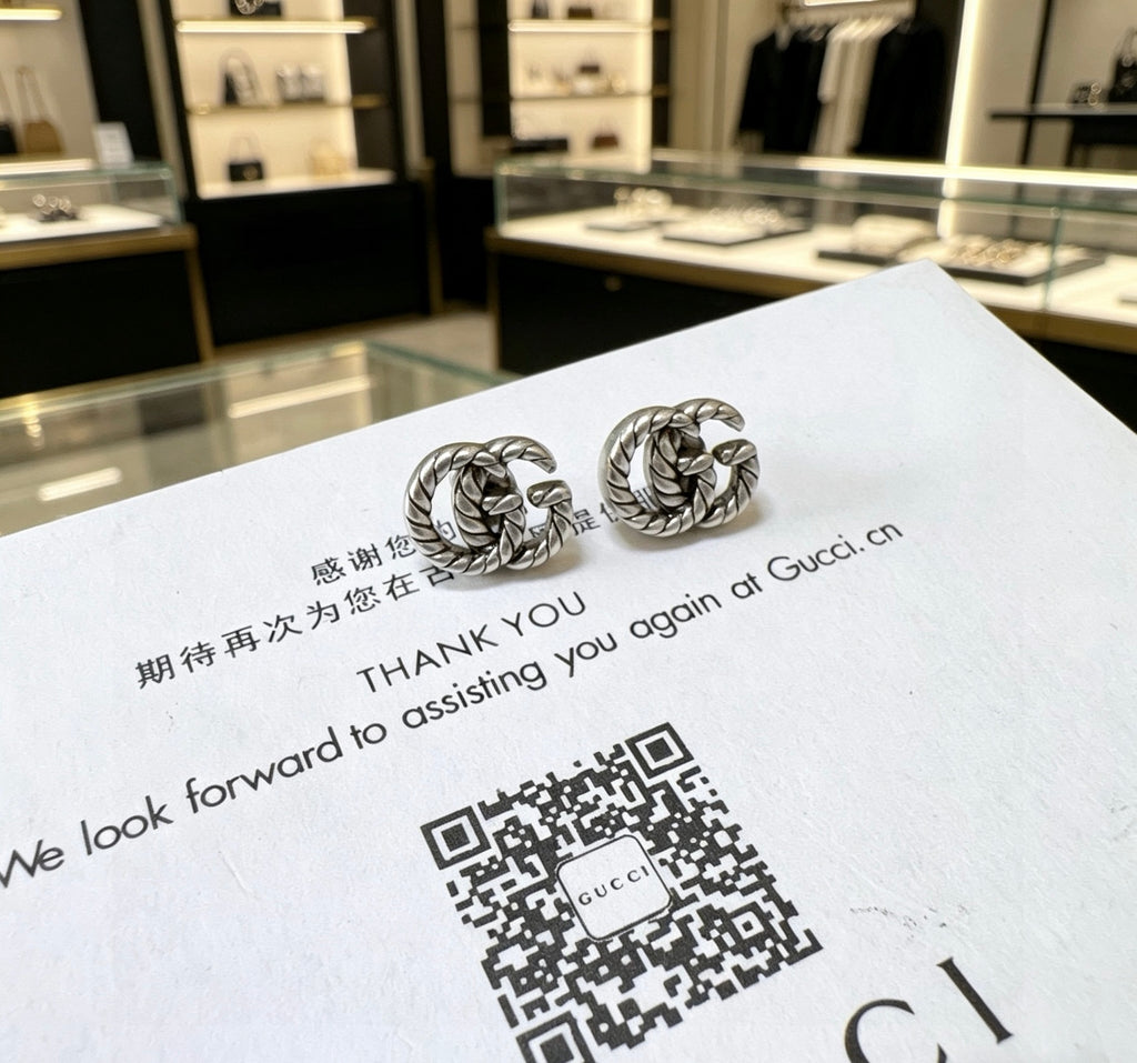 Gucci Anger Forest Interlocking G Antiqued Stud Earrings - album image 8