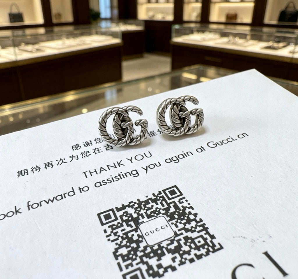 Gucci Anger Forest Interlocking G Antiqued Stud Earrings - album image 3