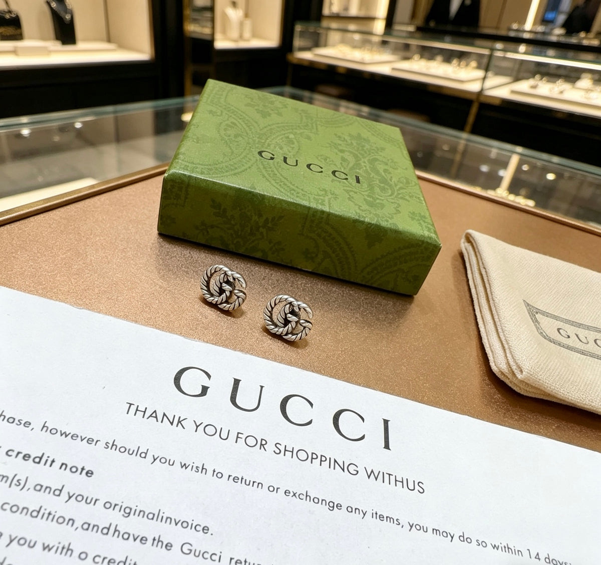 Gucci Anger Forest Interlocking G Antiqued Stud Earrings - album image 2