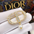 Dior CD Crystal Pearl-Look Drop Brooch - product image 1
